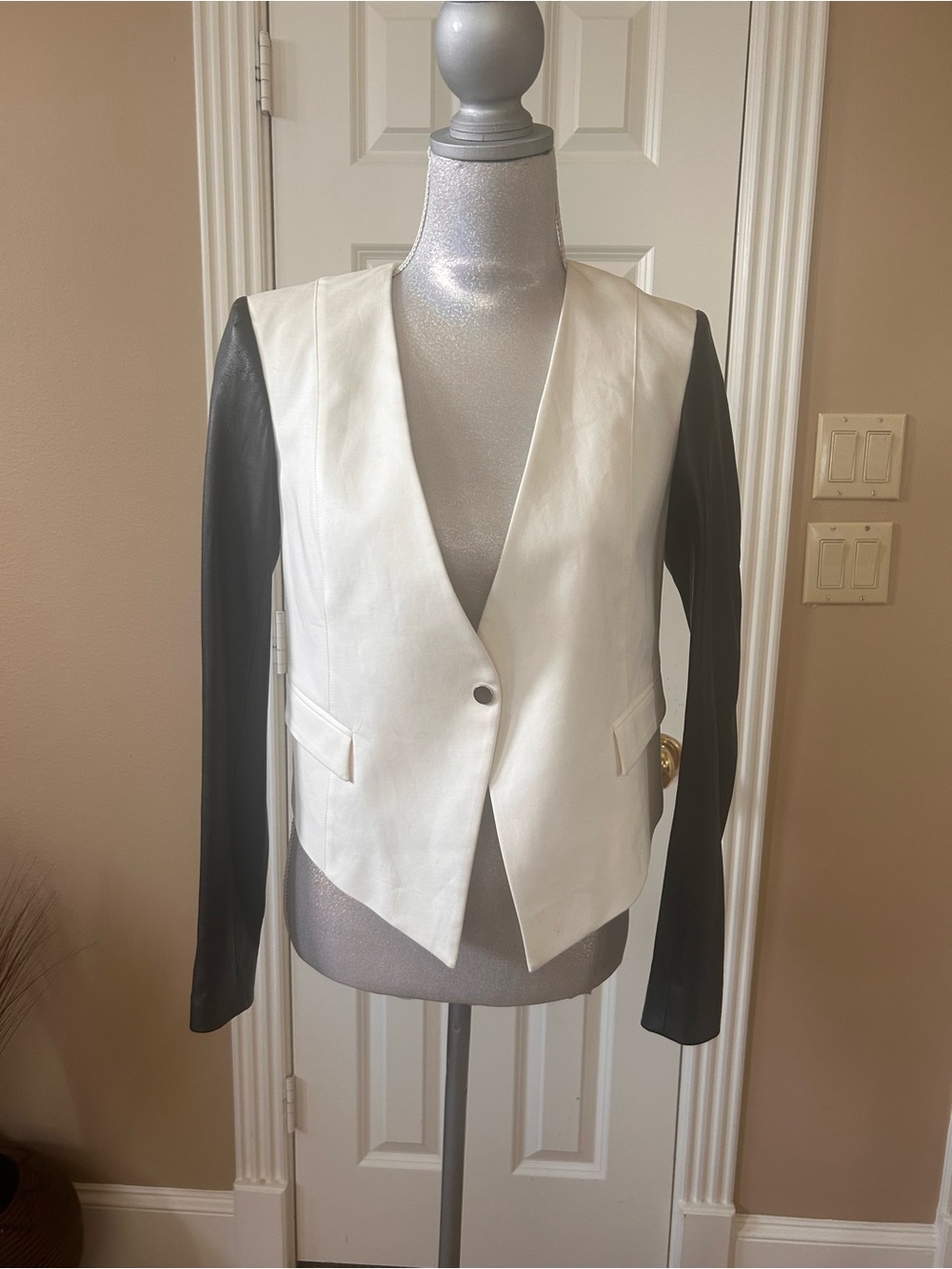 Robert Rodriguez White Blazer with Black Sleeves